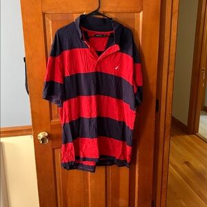 Nautica Bold Red and Navy Striped Shirt